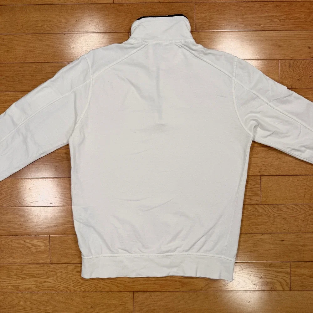 CP‎ Company Mens Medium White Quarter Zip Lens Sleeve Sweatshirt Made in Italy